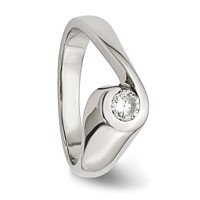 Stainless Steel Polished CZ Ring view 5