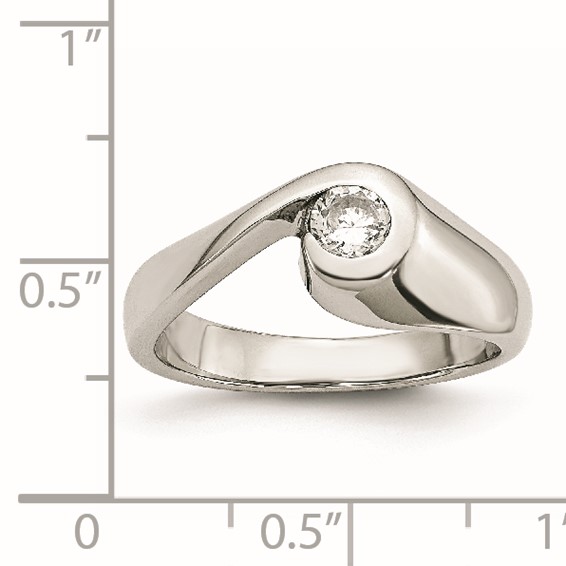 Stainless Steel Polished CZ Ring