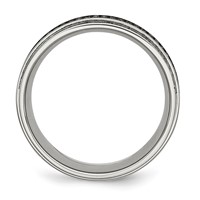 Chisel Stainless Steel Polished 0.50 Carat Black Diamond 10mm Ridged Edge Band view 2