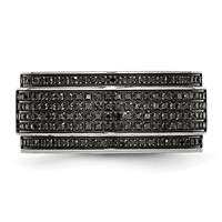 Chisel Stainless Steel Polished 0.50 Carat Black Diamond 10mm Ridged Edge Band view 4