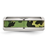 Chisel Stainless Steel Polished Camouflage.03 Carat Diamond 8mm Band view 3