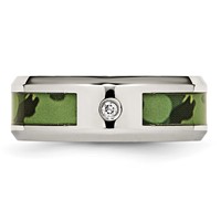 Chisel Stainless Steel Polished Camouflage.03 Carat Diamond 8mm Band view 4