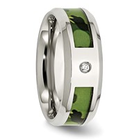 Chisel Stainless Steel Polished Camouflage.03 Carat Diamond 8mm Band view 5