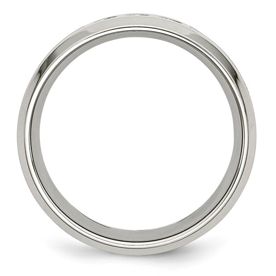 Chisel Stainless Steel Polished Camouflage 1/10 Carat Diamond 8mm Band