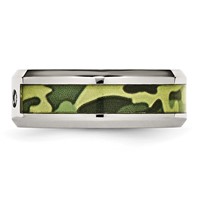 Chisel Stainless Steel Polished Camouflage 0.10 Carat Diamond 8mm Band view 3