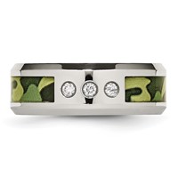 Chisel Stainless Steel Polished Camouflage 0.10 Carat Diamond 8mm Band view 4