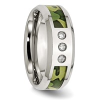 Chisel Stainless Steel Polished Camouflage 0.10 Carat Diamond 8mm Band view 5