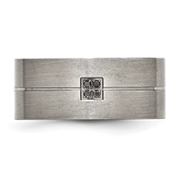 Chisel Stainless Steel Antiqued and Brushed.03 Carat Black Diamond 10mm Flat Band view 4