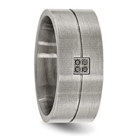 Chisel Stainless Steel Antiqued and Brushed.03 Carat Black Diamond 10mm Flat Band view 5