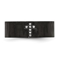 Chisel Stainless Steel Polished and Matte Black IP-plated 0.05 Carat Diamond Cross Band view 4