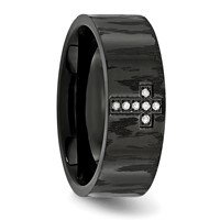 Chisel Stainless Steel Polished and Matte Black IP-plated 0.05 Carat Diamond Cross Band view 5