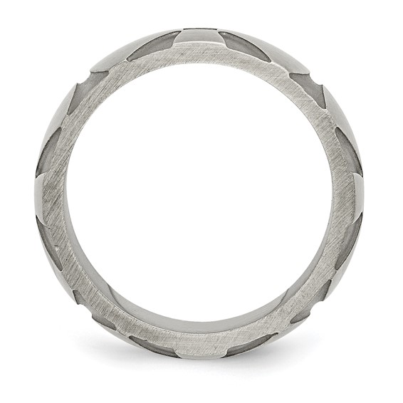 Stainless Steel Brushed .06ct Black Diamond Cross 10mm Band