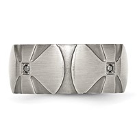 Stainless Steel Brushed.06ct Black Diamond Cross 10mm Band view 3