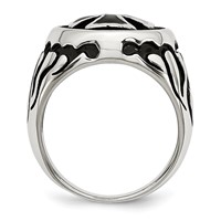 Chisel Stainless Steel Antiqued Polished and Textured Black IP-plated Cross Ring view 2