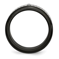 Stainless Steel Polished and Brushed Black IP-plated 2pt Diamond 8mm Band view 2