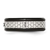Stainless Steel Polished and Brushed Black IP-plated 2pt Diamond 8mm Band view 3
