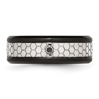 Stainless Steel Polished and Brushed Black IP-plated 2pt Diamond 8mm Band view 4