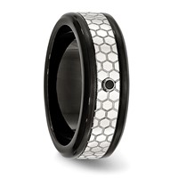 Stainless Steel Polished and Brushed Black IP-plated 2pt Diamond 8mm Band view 5