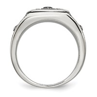 Chisel Stainless Steel Antiqued Polished and Textured Cross Ring view 2
