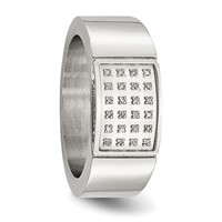 Chisel Stainless Steel Polished 0.10 Carat Diamond 9.5mm Band view 5