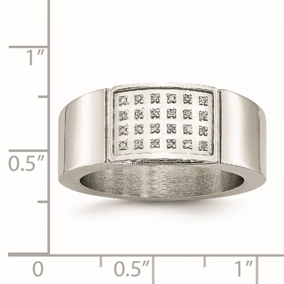 Chisel Stainless Steel Polished 1/10 Carat Diamond 9.5mm Band