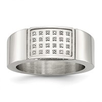 Chisel Stainless Steel Polished 0.10 Carat Diamond 9.5mm Band view 1