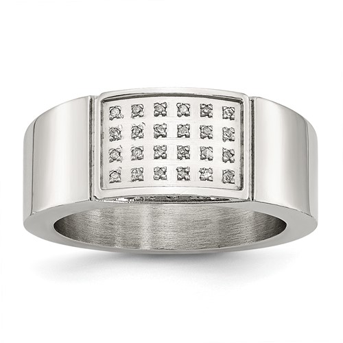 Chisel Stainless Steel Polished 0.10 Carat Diamond 9.5mm Band