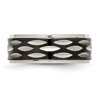 Stainless Steel Polished Black IP-plated 8mm Grooved Band view 3