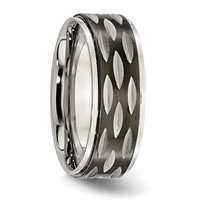 Stainless Steel Polished Black IP-plated 8mm Grooved Band view 4