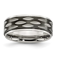 Stainless Steel Polished Black IP-plated 8mm Grooved Band view 1