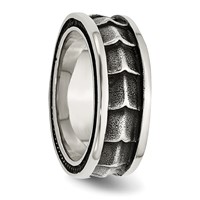 Stainless Steel Polished and Antiqued 9mm Band view 4