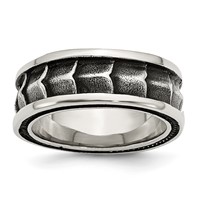 Stainless Steel Polished and Antiqued 9mm Band view 1