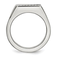 Stainless Steel Polished Ring with Crystal Signet view 2