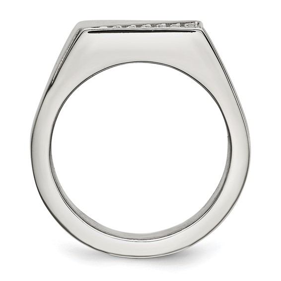 Stainless Steel Polished with Crystal Signet Ring