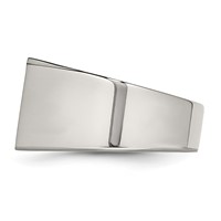 Stainless Steel Polished Ring with Crystal Signet view 3