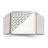 Stainless Steel Polished Ring with Crystal Signet view 4