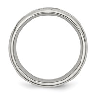 Chisel Stainless Steel Brushed and Polished Band with CZ 8mm Beveled Edge view 2