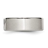 Chisel Stainless Steel Brushed and Polished Band with CZ 8mm Beveled Edge view 3