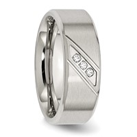 Chisel Stainless Steel Brushed and Polished Band with CZ 8mm Beveled Edge view 5