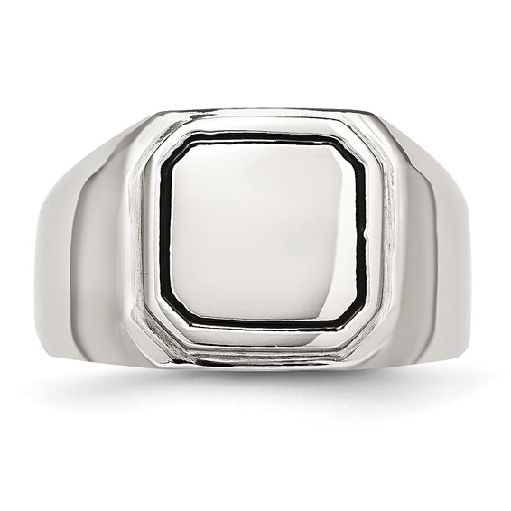 Stainless Steel Polished Black Enameled Ring