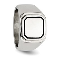 Stainless Steel Polished Black Enameled Ring view 5