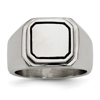 Stainless Steel Polished Black Enameled Ring view 1