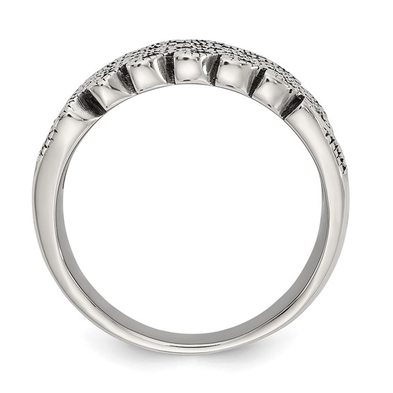 Chisel Stainless Steel Antiqued and Polished Marcasite Ring