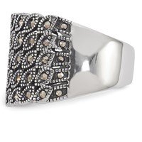 Chisel Stainless Steel Antiqued and Polished Marcasite Ring view 4