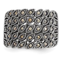 Chisel Stainless Steel Antiqued and Polished Marcasite Ring view 5