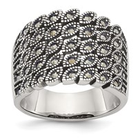 Chisel Stainless Steel Antiqued and Polished Marcasite Ring view 1