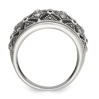 Stainless Steel Antiqued and Polished Marcasite Ring view 2