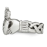 Chisel Stainless Steel Polished Claddagh Ring with Cross view 3