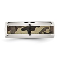 Chisel Stainless Steel Polished Band with CZ Printed Brown Camo Under Rubber 8mm view 3
