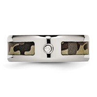 Chisel Stainless Steel Polished Band with CZ Printed Brown Camo Under Rubber 8mm view 4